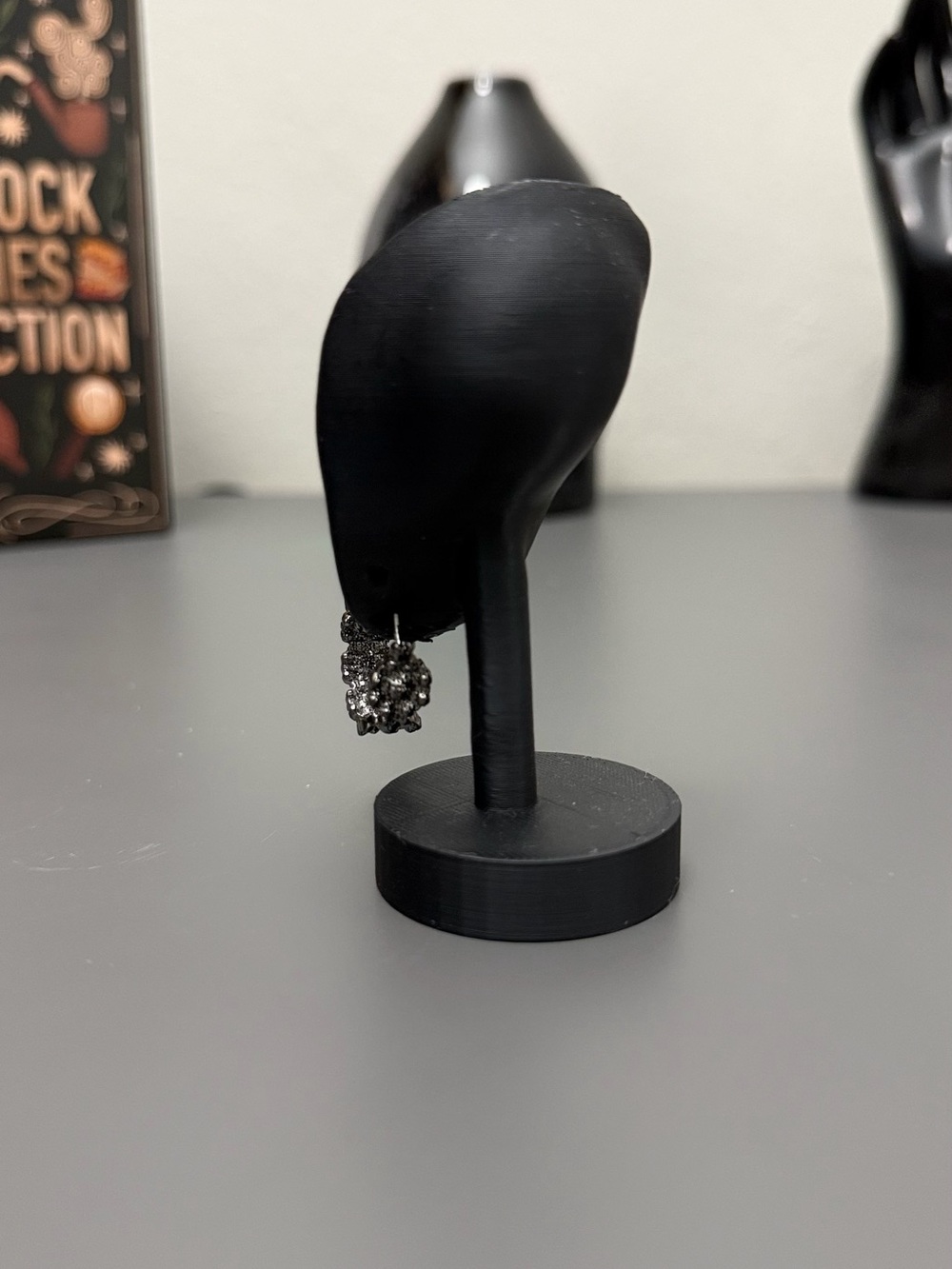 Black Rhinestone Hoop Earrings Statement Sparkle Silver Tone - Picture 3 of 5